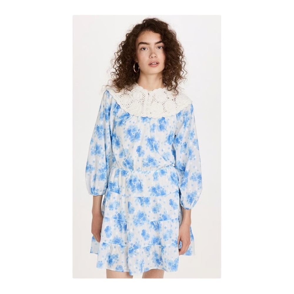 RIXO Tatiana Dress in Blue Victoria Floral NWOT